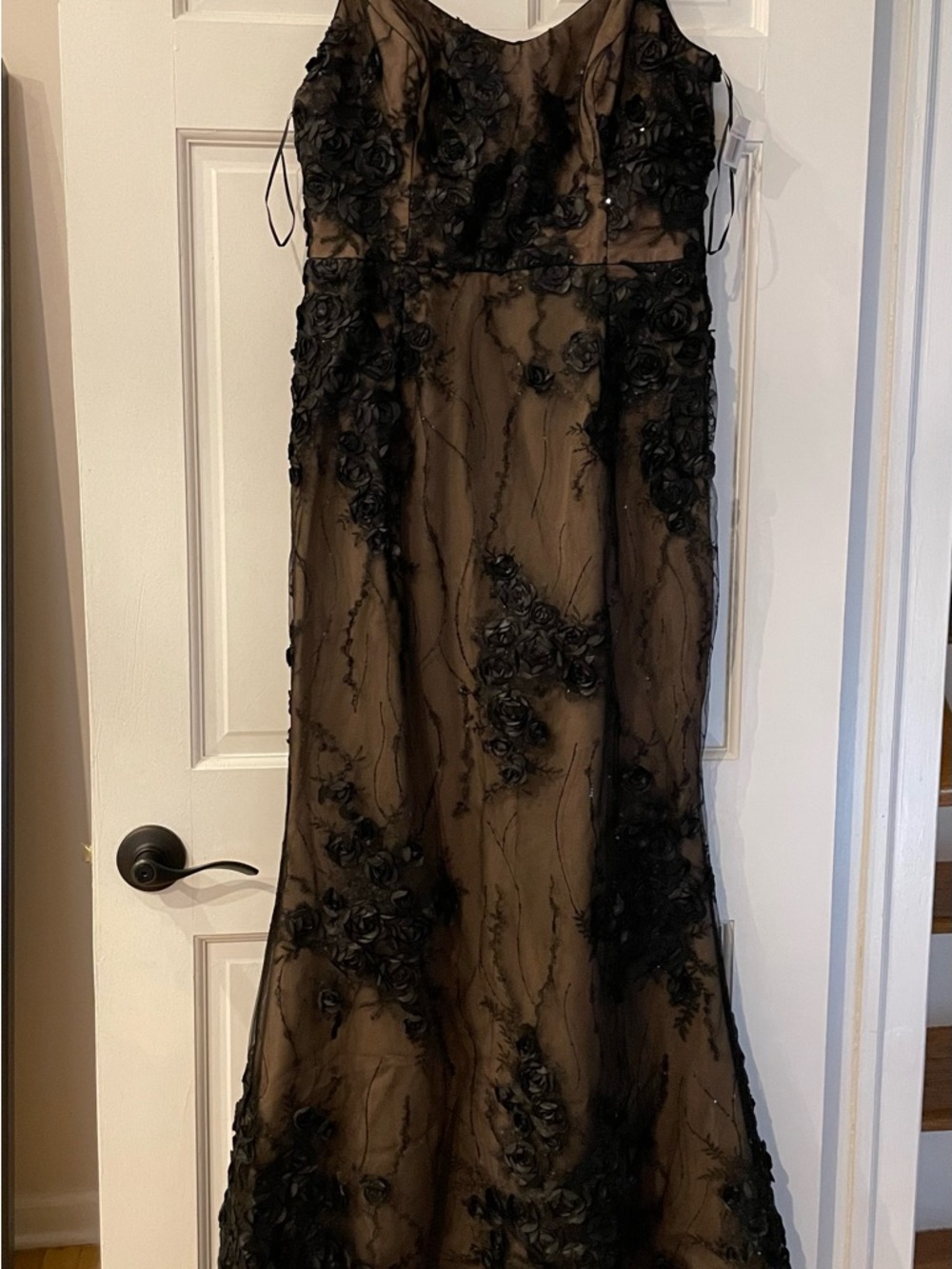Dress the Population Black Sequin Strap Evening Dress